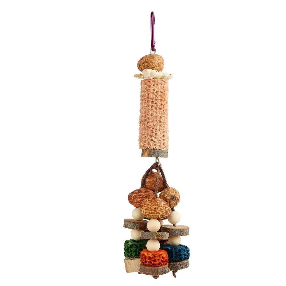 Peony Parrot Bite Toy with Cuttlebone, Corncob and Vine Ball