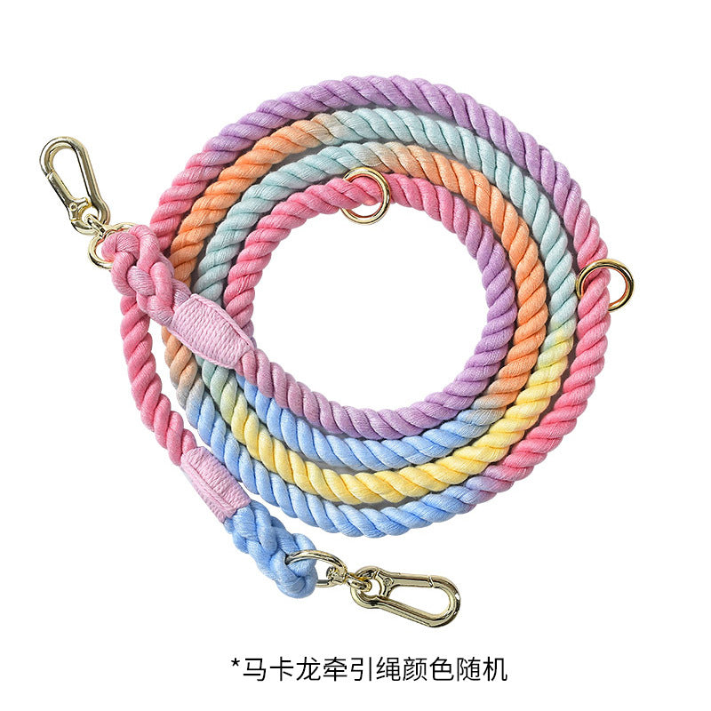 Woven Rainbow Running Dog Leash Multi-functional