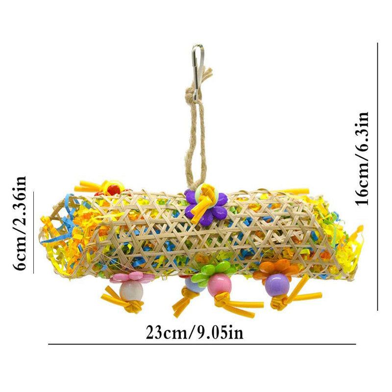 3-Piece Parrot Chew Toy Set with Rattan Balls and Wooden Toys
