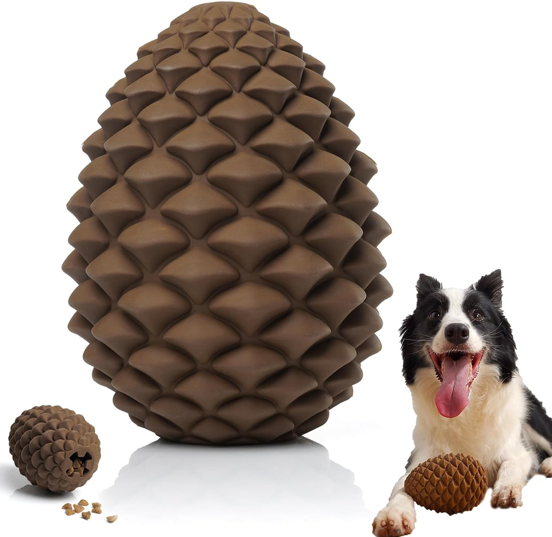 Pine Cone Tough Chew Toy with Treat Dispenser for Medium Large Dogs
