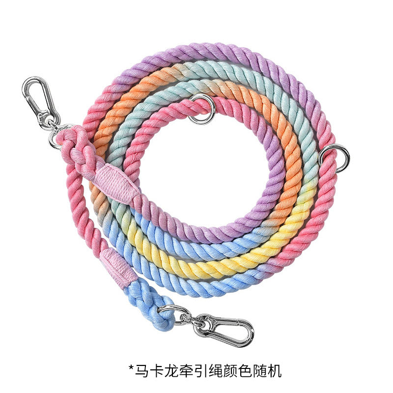 Woven Rainbow Running Dog Leash Multi-functional