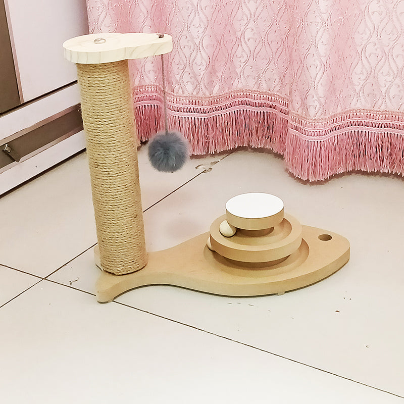 Solid Wood Bite-Resistant Cat Turntable Toy