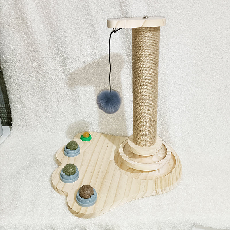 Solid Wood Bite-Resistant Cat Turntable Toy