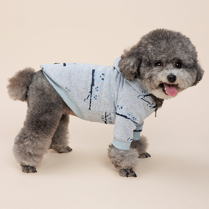 Dog Pattern Sweater Zipper Coat