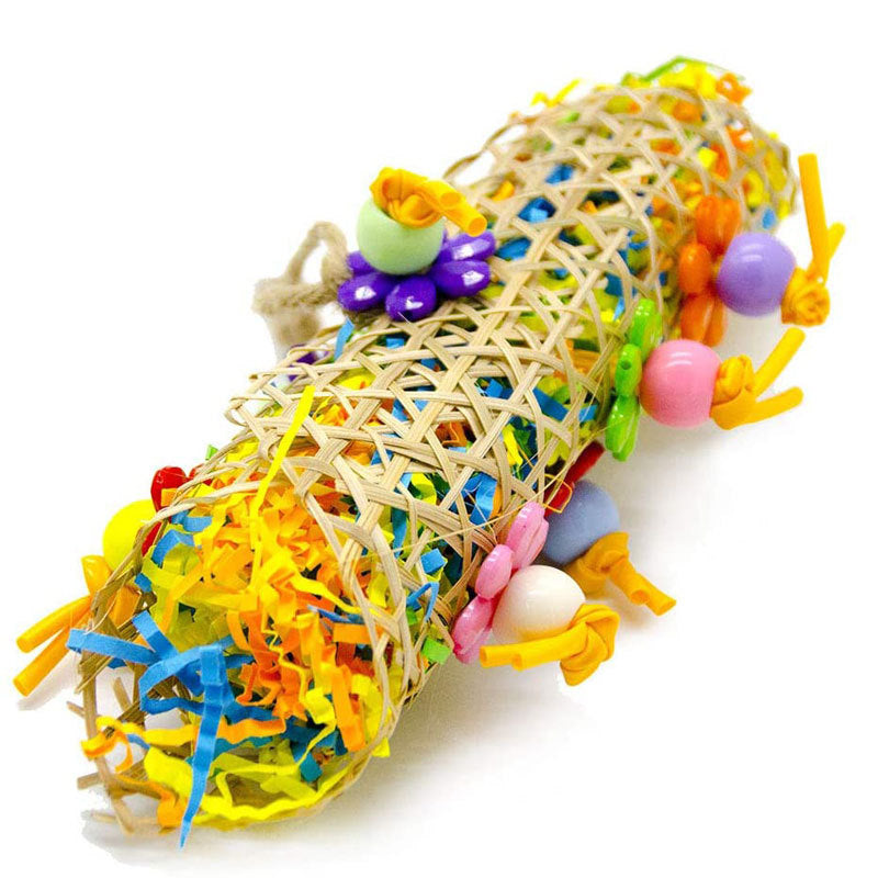 3-Piece Parrot Chew Toy Set with Rattan Balls and Wooden Toys