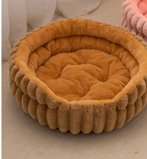 Pet Cat Nest Straight Plush Pet Bed Round
