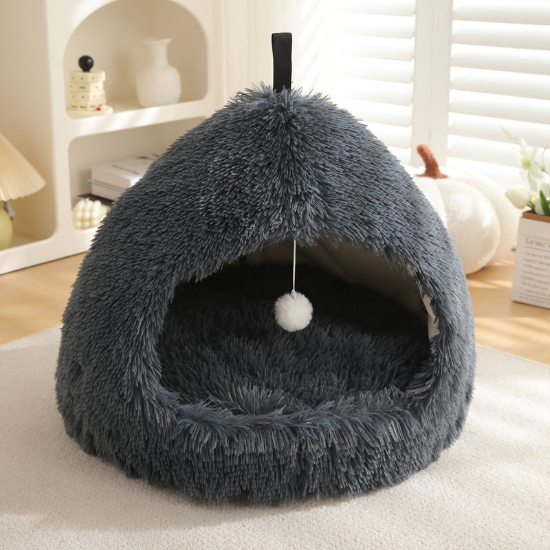 Winter Cat Nest Plush Warm Pet Bed