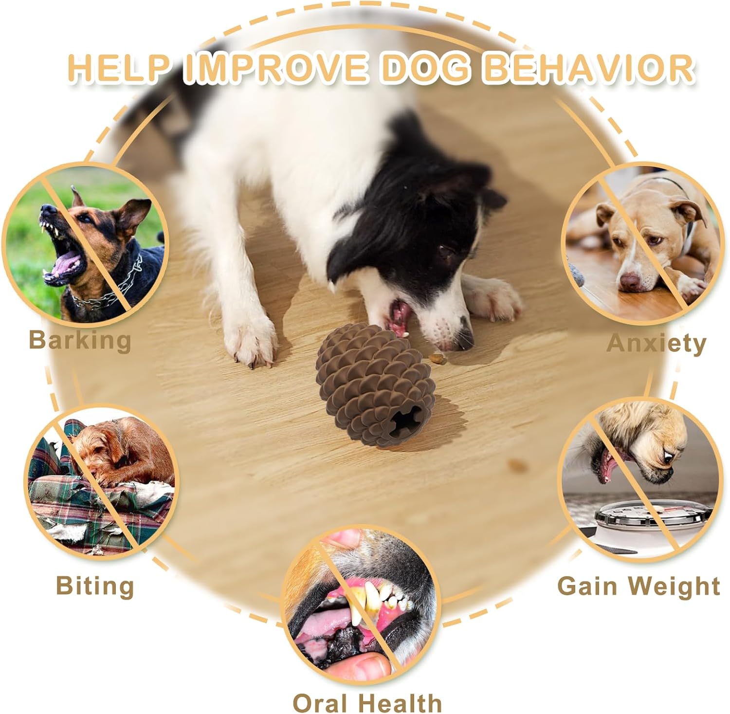 Pine Cone Tough Chew Toy with Treat Dispenser for Medium Large Dogs