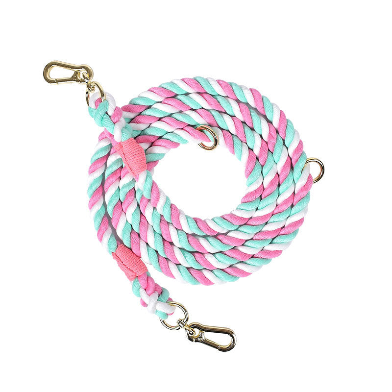 Woven Rainbow Running Dog Leash Multi-functional