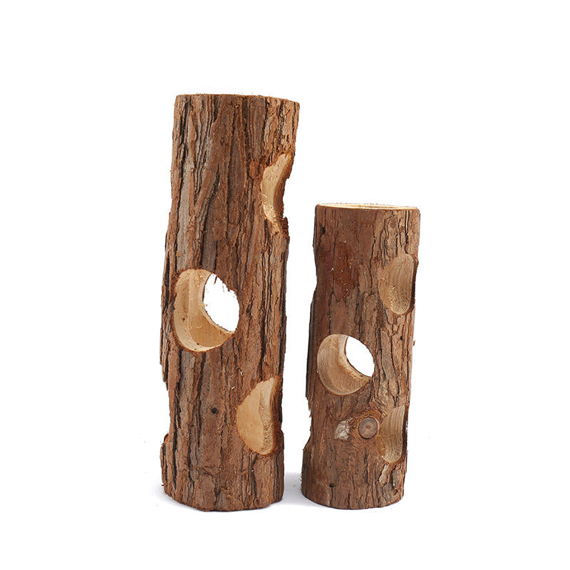 Solid Wood Pipe Toy for Hamsters, Rabbits, Birds, and Small Pets