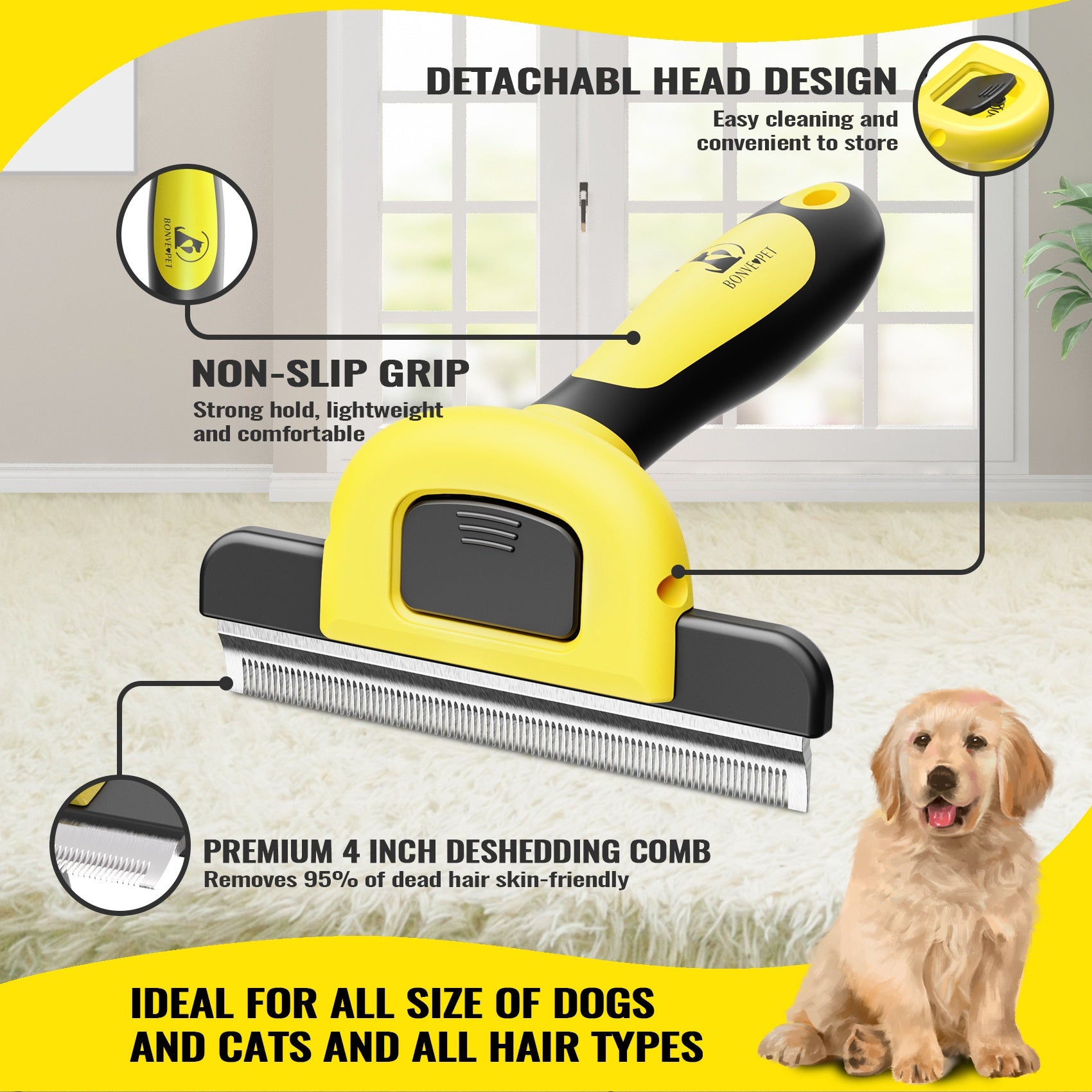 Pet Bath Brush Long Handle Beauty Comb