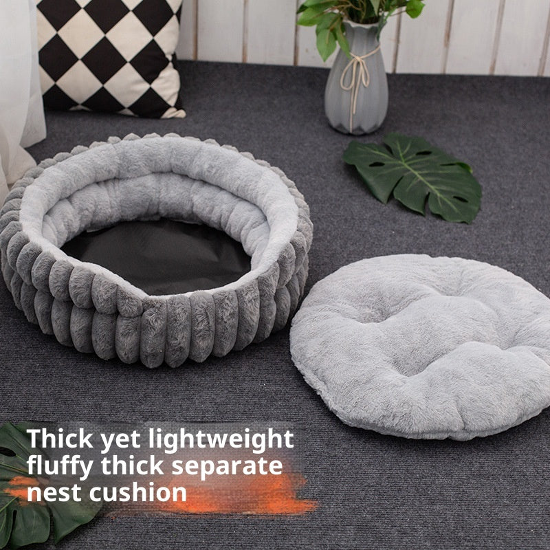 Pet Cat Nest Straight Plush Pet Bed Round