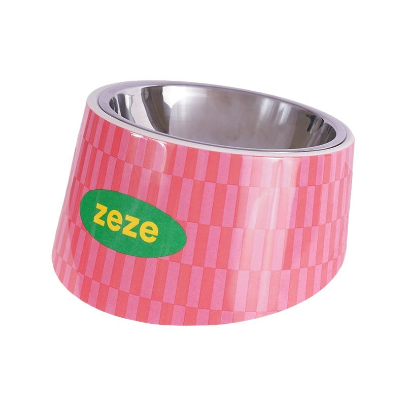 Pet Bowl Metal High Leg Oblique Bowl