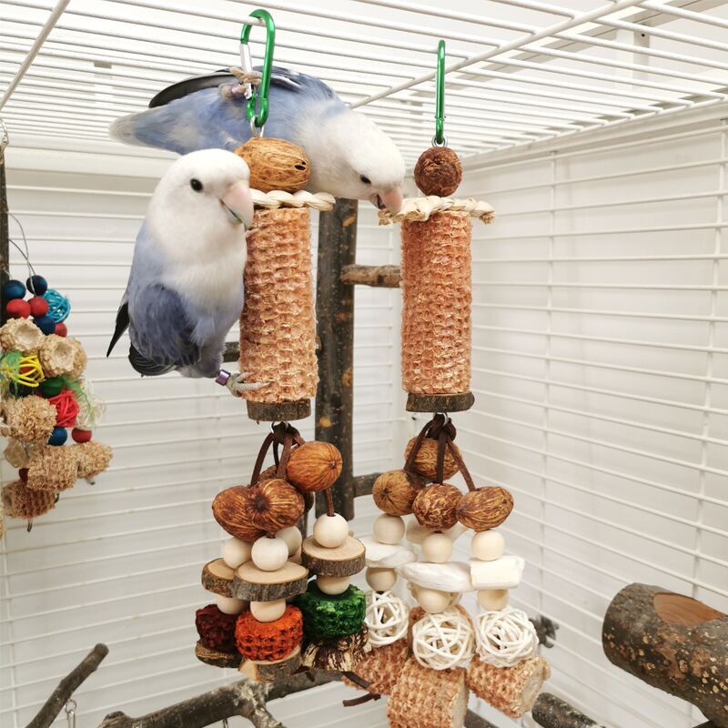 Peony Parrot Bite Toy with Cuttlebone, Corncob and Vine Ball