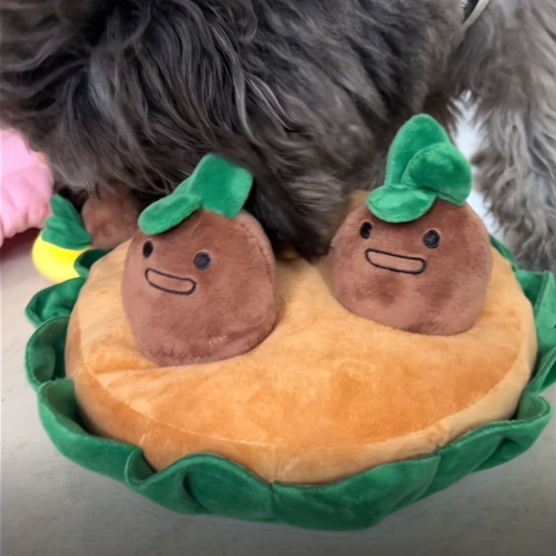 Interactive Dog Sniffing Puzzle Pad with Removable Squeaky Plush Toy