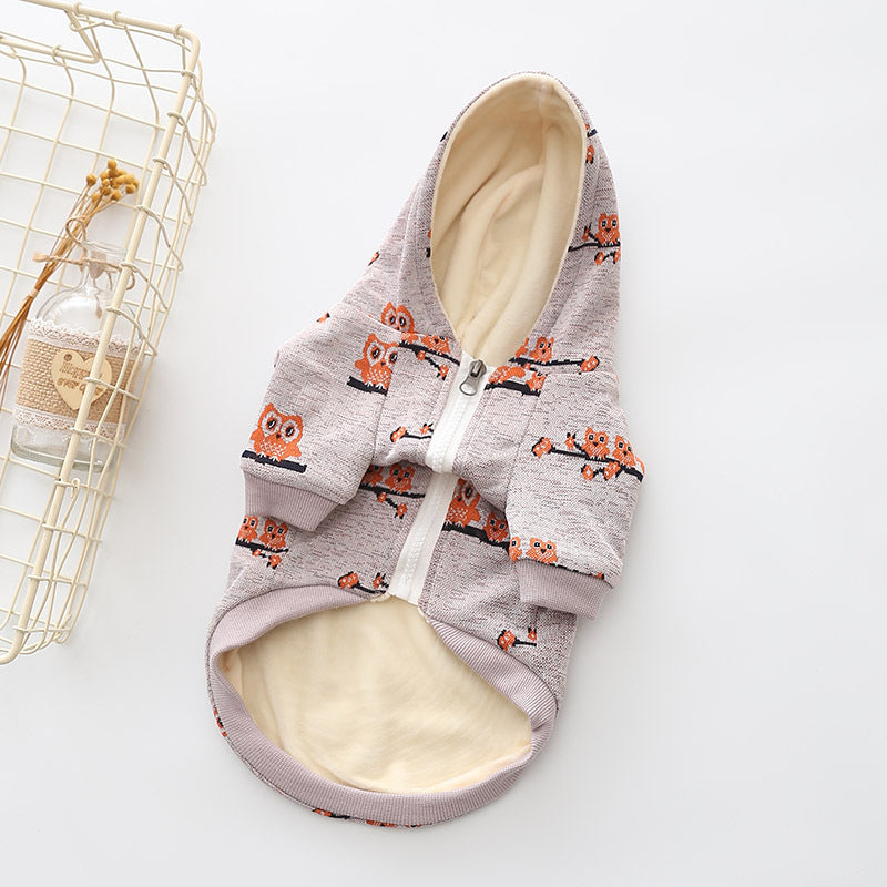 Dog Pattern Sweater Zipper Coat