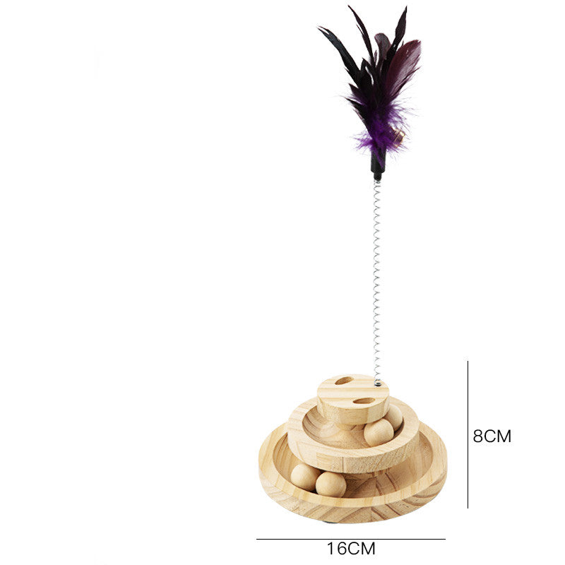 Solid Wood Bite-Resistant Cat Turntable Toy