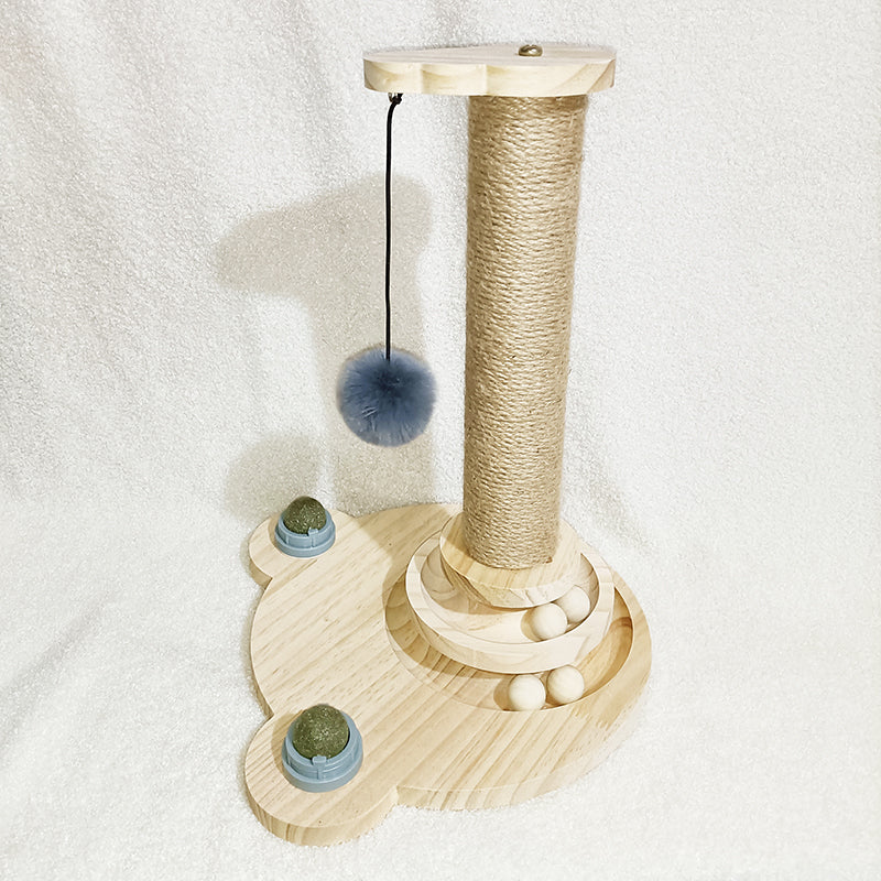 Solid Wood Bite-Resistant Cat Turntable Toy
