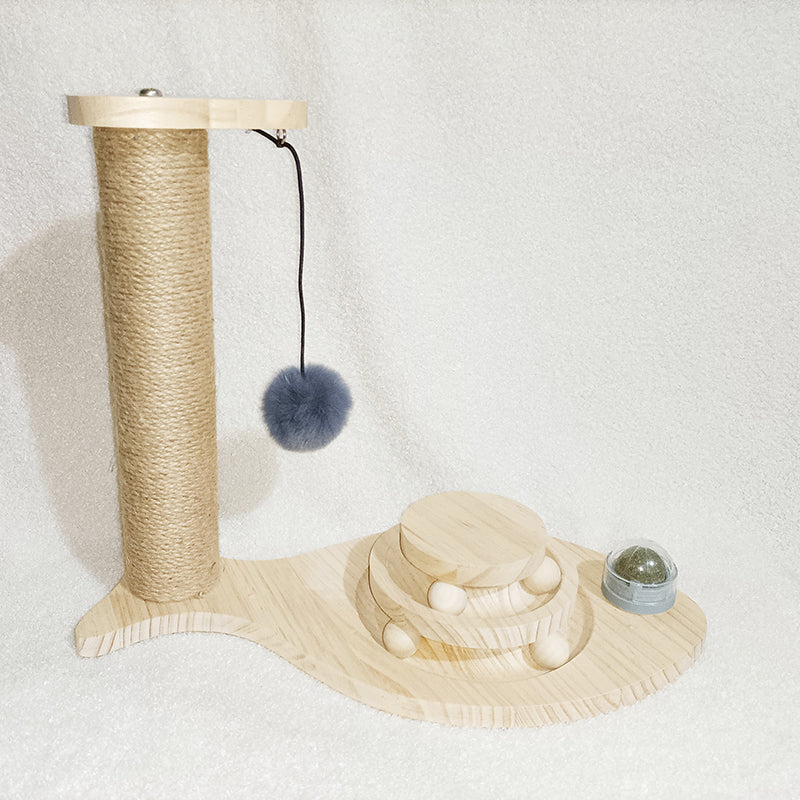 Solid Wood Bite-Resistant Cat Turntable Toy
