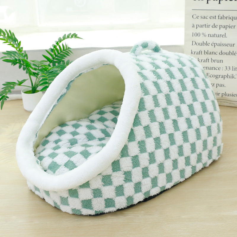 Semi-enclosed Dog House Pet Bed Thick Warm