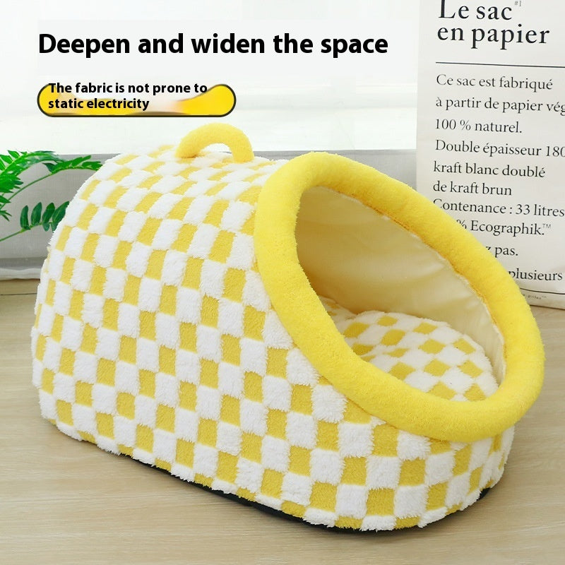 Semi-enclosed Dog House Pet Bed Thick Warm