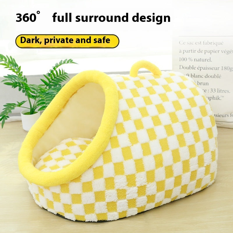 Semi-enclosed Dog House Pet Bed Thick Warm