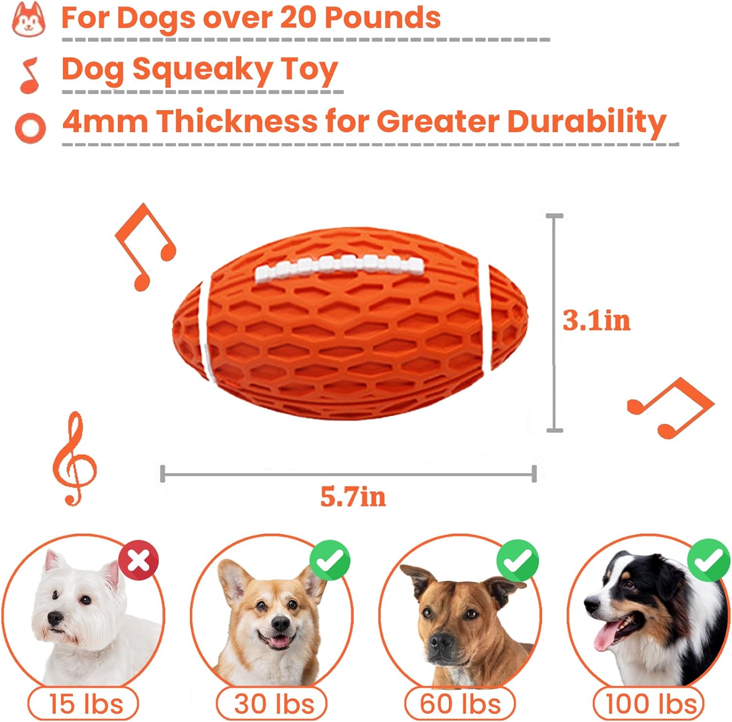 Dog Toys Durable And Squeaky Rugby Dog Toy