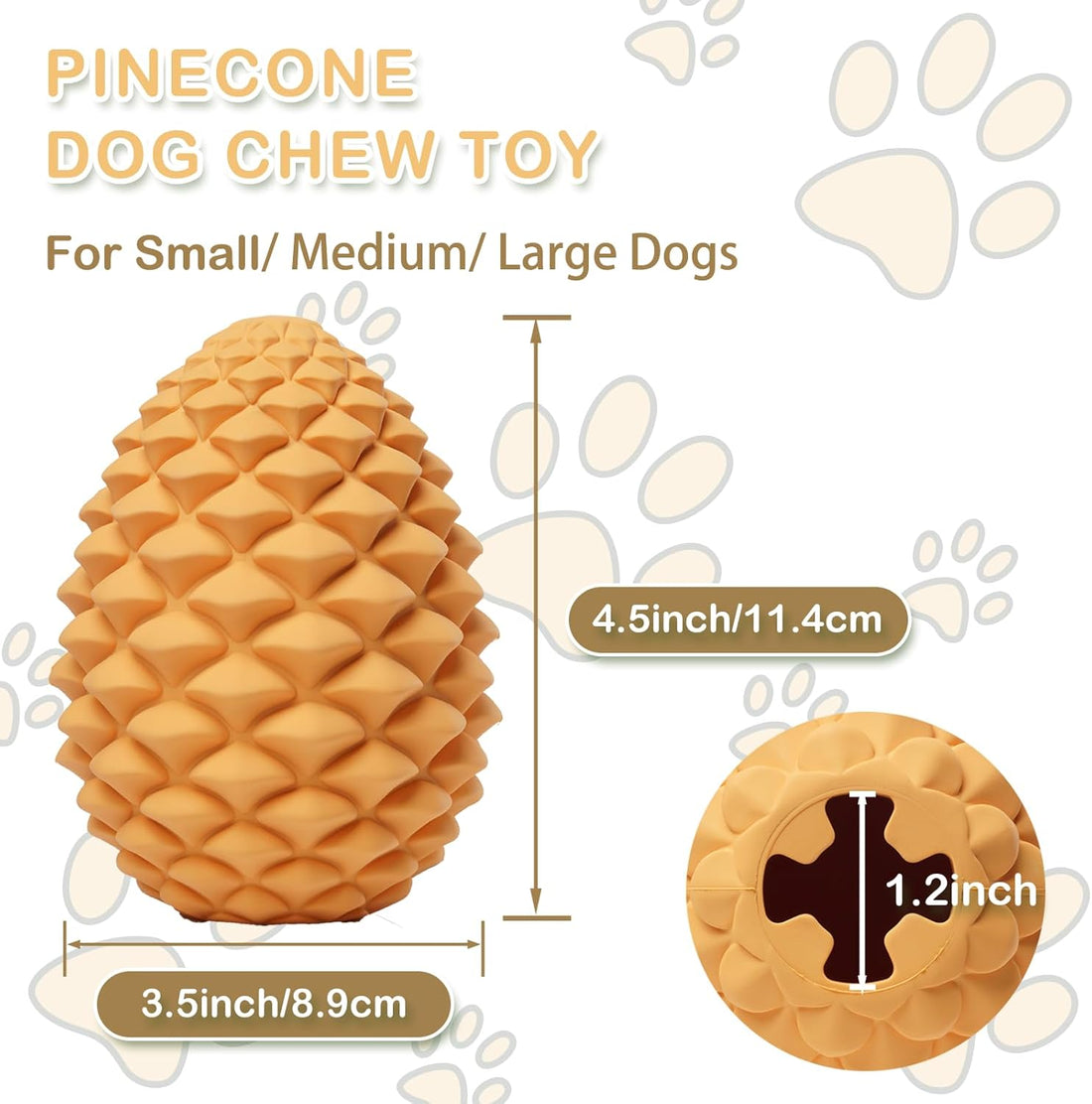 Pine Cone Tough Chew Toy with Treat Dispenser for Medium Large Dogs