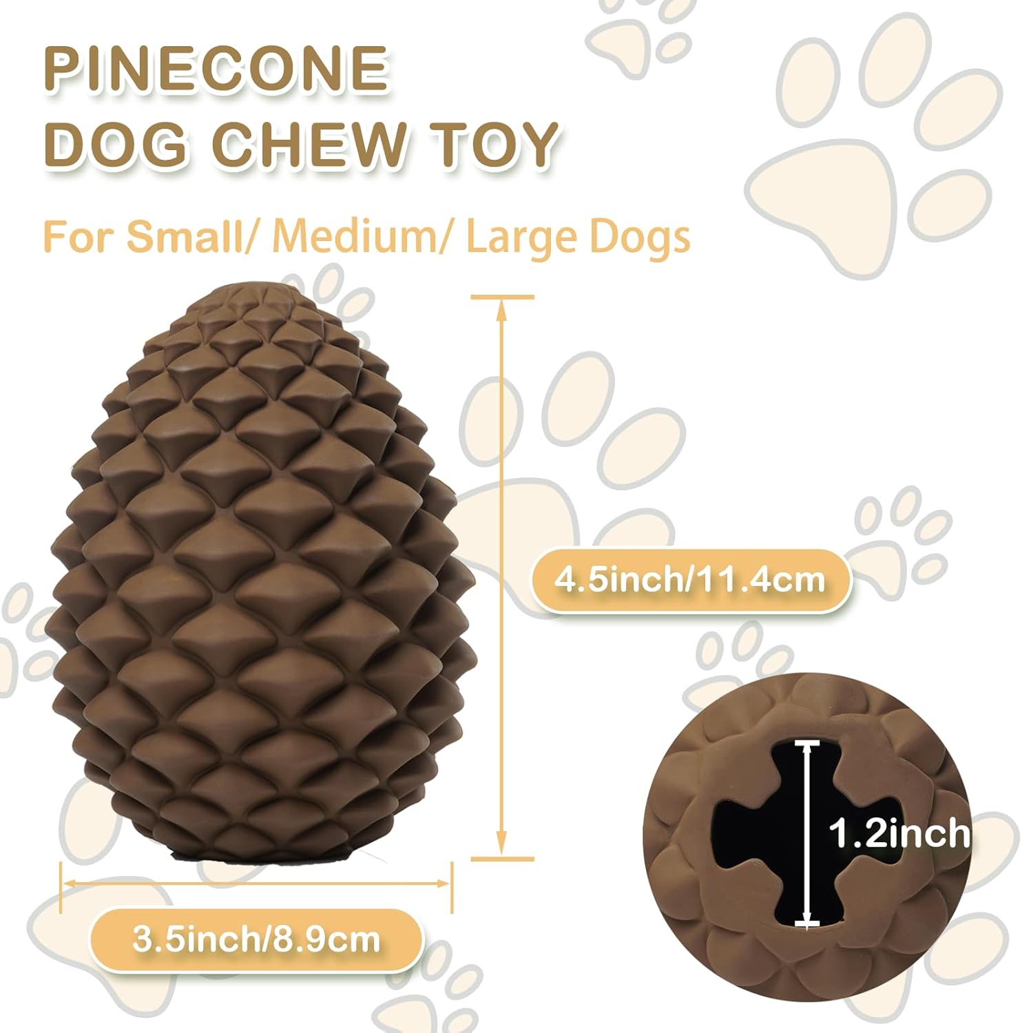 Pine Cone Tough Chew Toy with Treat Dispenser for Medium Large Dogs