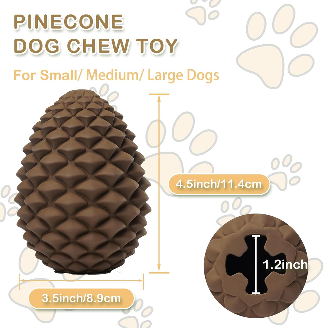 Pine Cone Tough Chew Toy with Treat Dispenser for Medium Large Dogs
