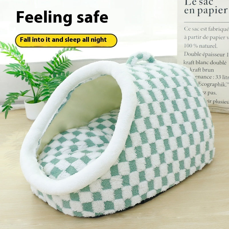 Semi-enclosed Dog House Pet Bed Thick Warm