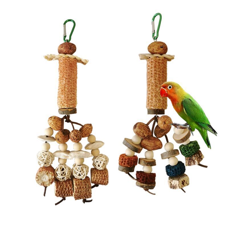 Peony Parrot Bite Toy with Cuttlebone, Corncob and Vine Ball
