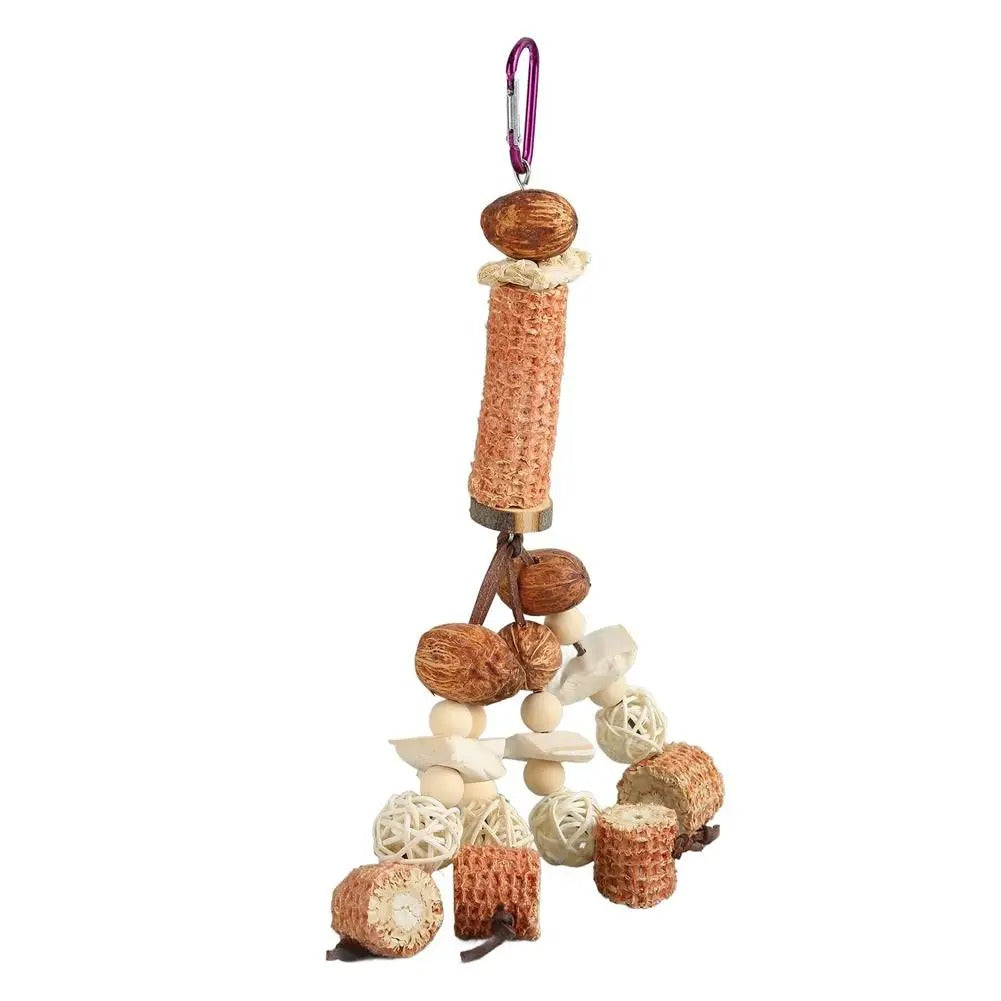 Peony Parrot Bite Toy with Cuttlebone, Corncob and Vine Ball
