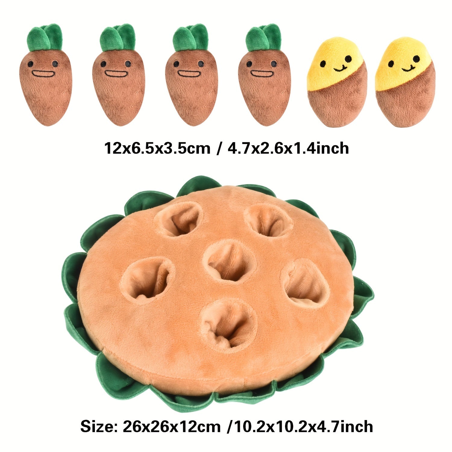 Interactive Dog Sniffing Puzzle Pad with Removable Squeaky Plush Toy