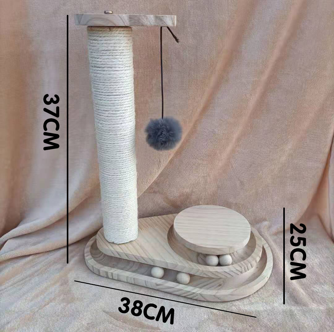 Solid Wood Bite-Resistant Cat Turntable Toy
