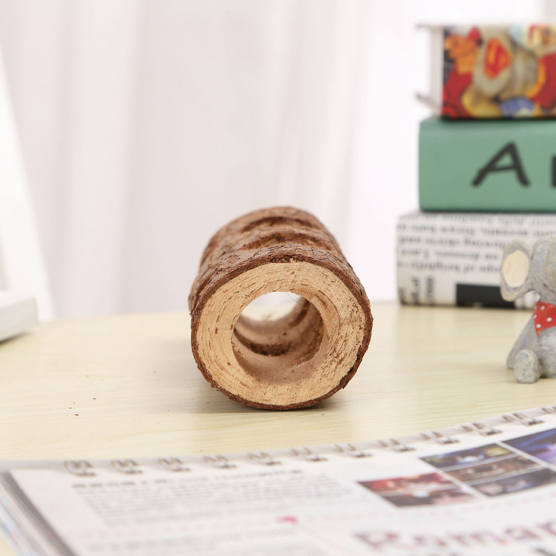 Solid Wood Pipe Toy for Hamsters, Rabbits, Birds, and Small Pets