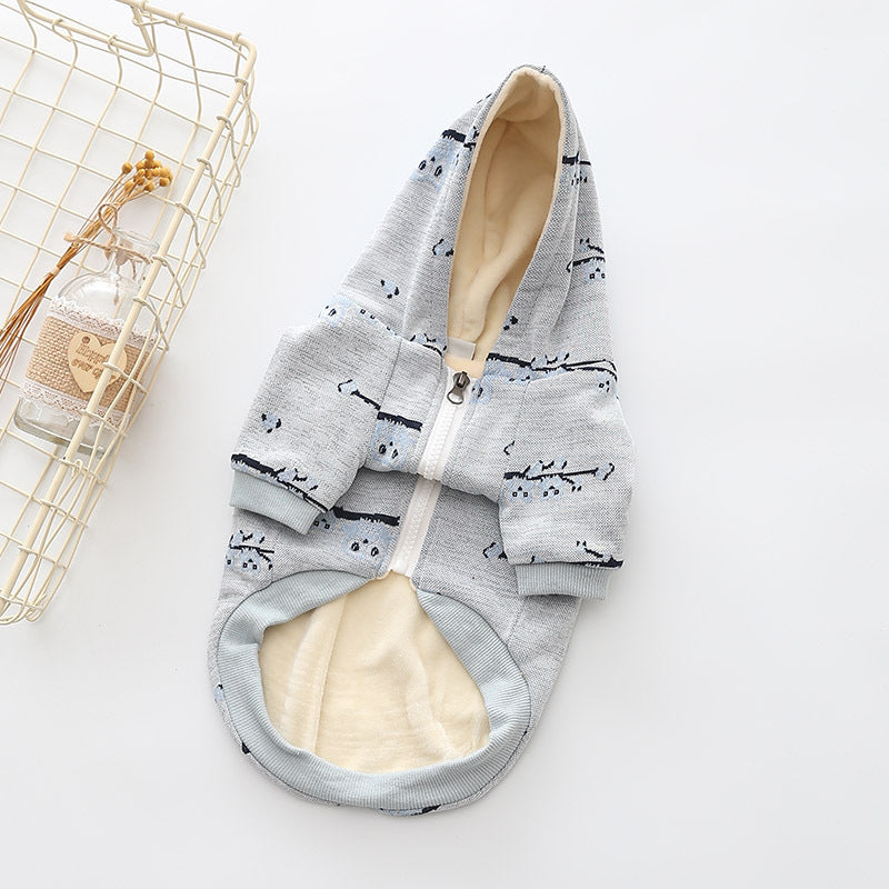 Dog Pattern Sweater Zipper Coat