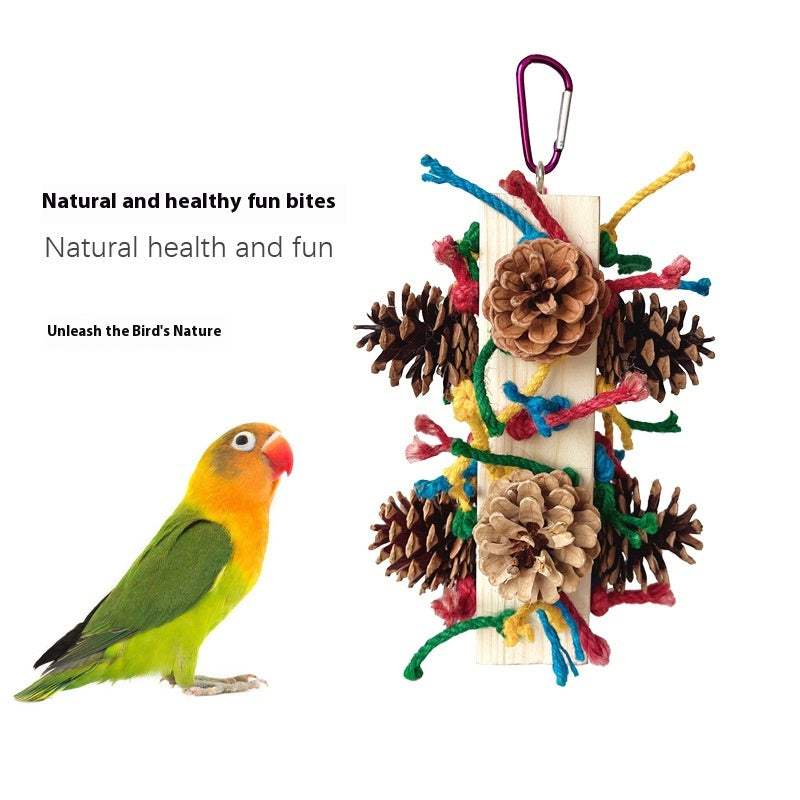 Solid Wood Parrot Toy Stand for Chewing and Damage Relief