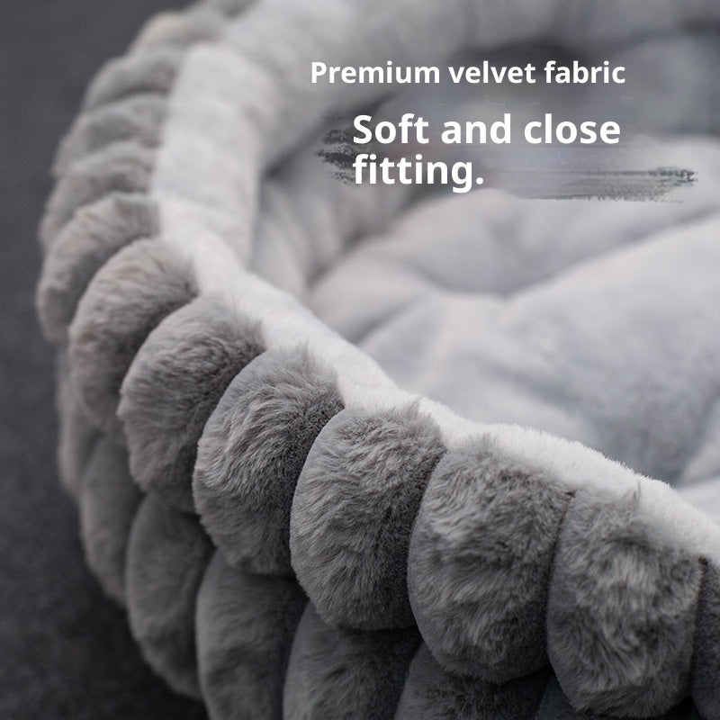 Pet Cat Nest Straight Plush Pet Bed Round