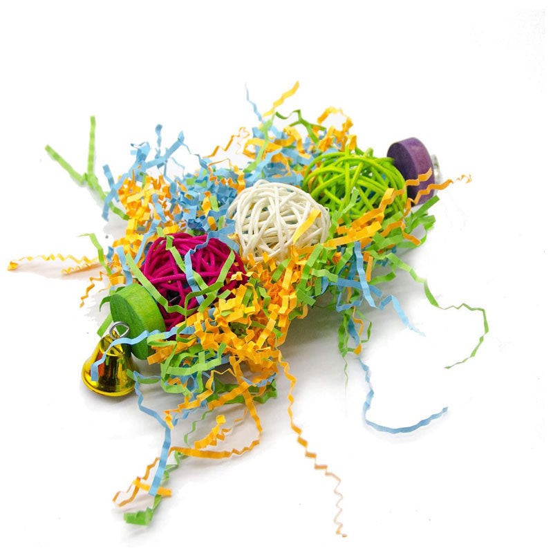 3-Piece Parrot Chew Toy Set with Rattan Balls and Wooden Toys