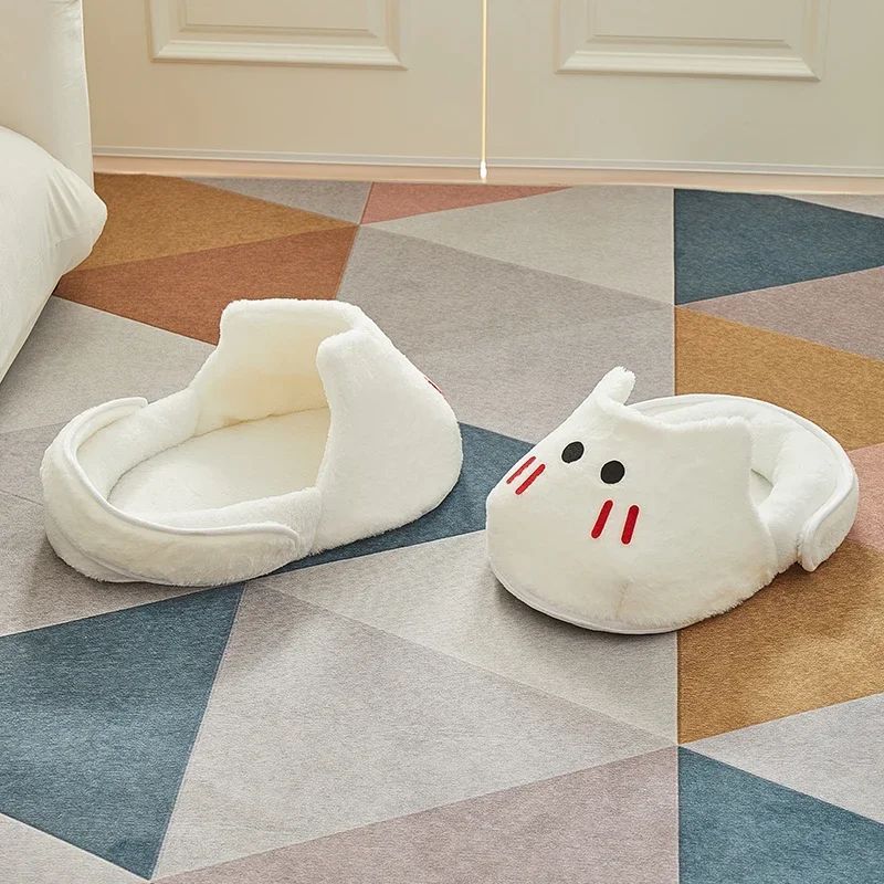 Portable Plush Slipper Cat Bed