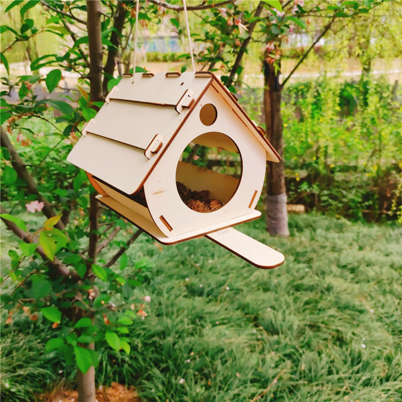DIY Hanging Wooden Bird Feeder