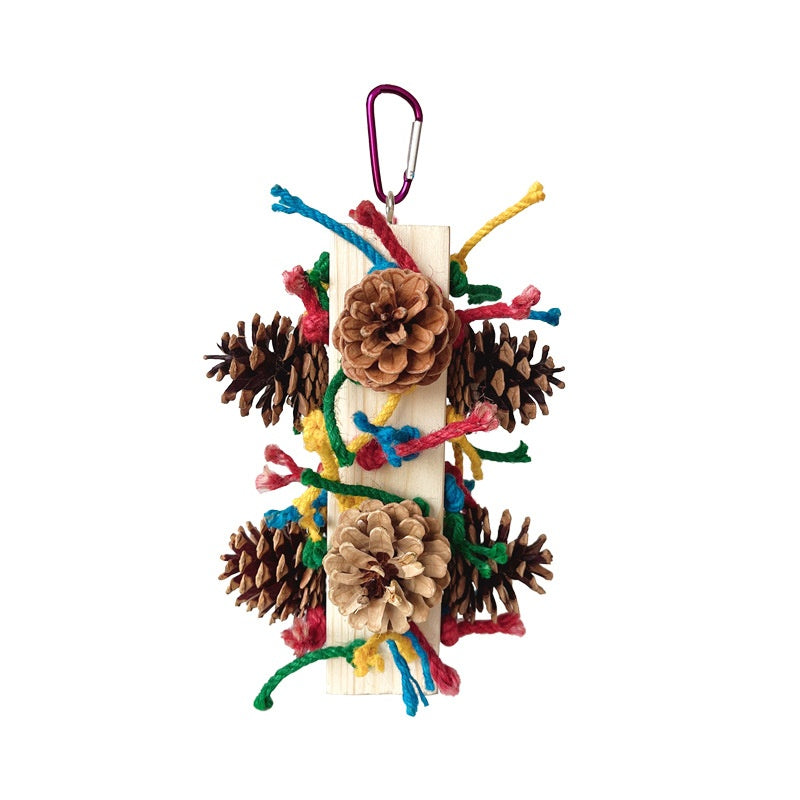 Solid Wood Parrot Toy Stand for Chewing and Damage Relief