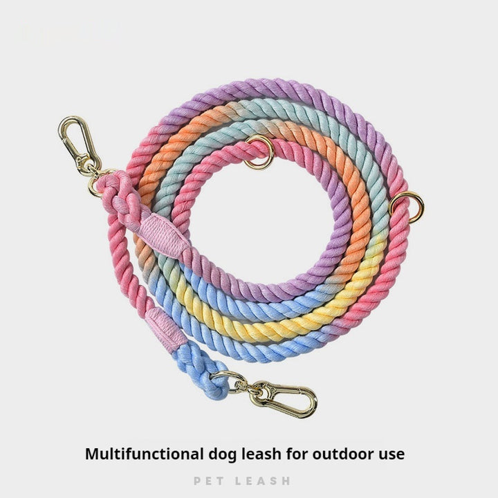 Woven Rainbow Running Dog Leash Multi-functional