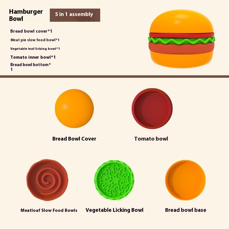 Hamburger Style 5-in-1 Dog Bowl