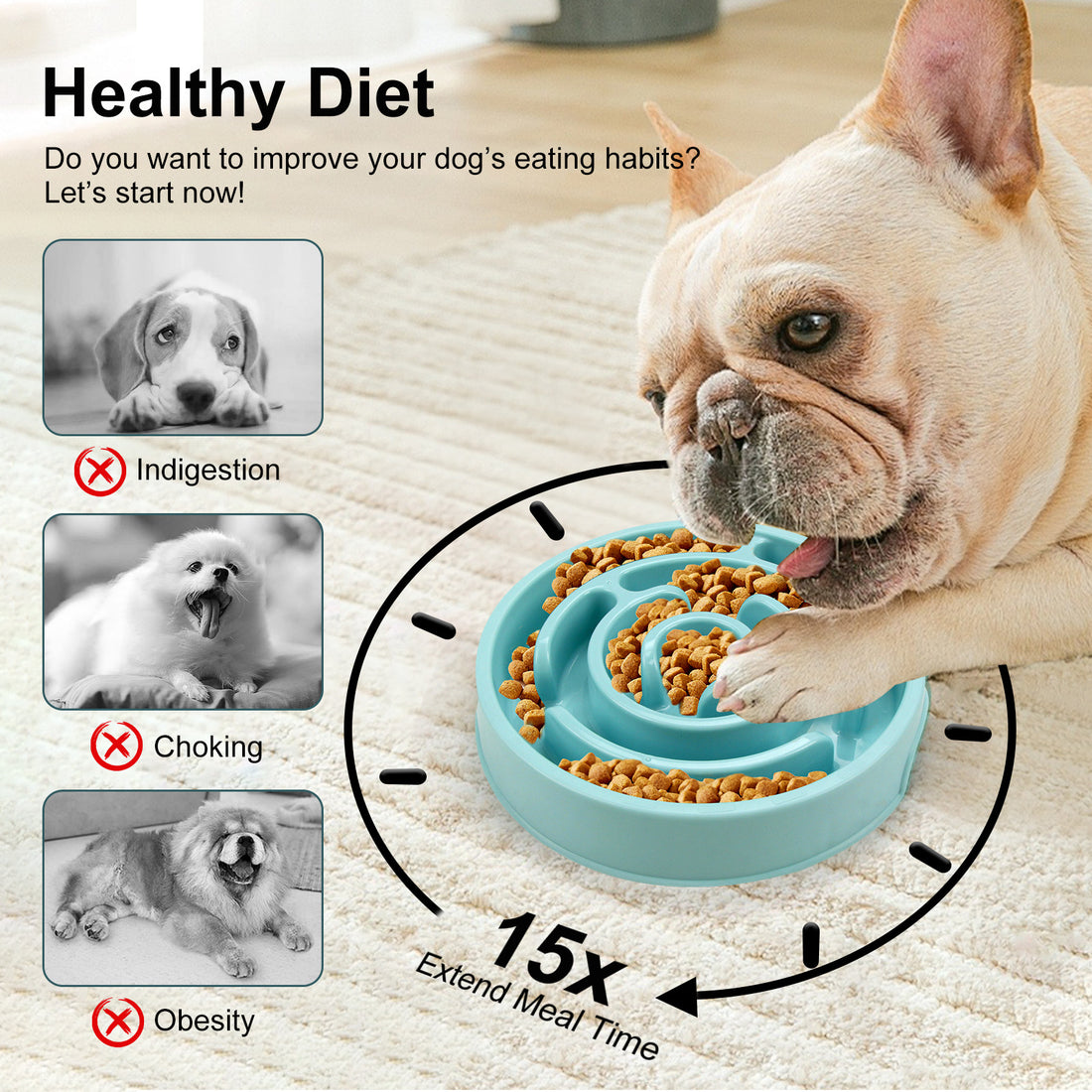 Silicone Slow Feeder Dog Bowl for Healthy Anti-Choke Eating