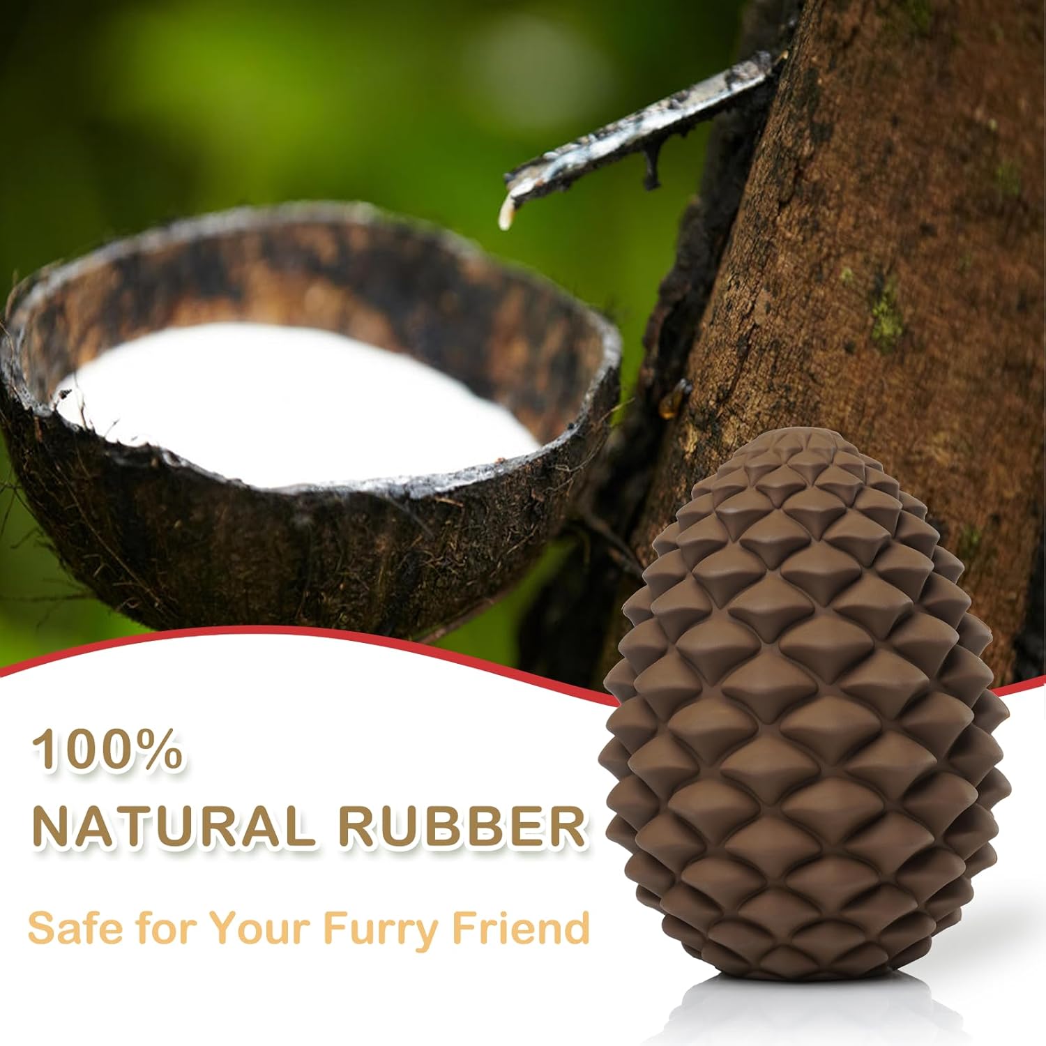 Pine Cone Tough Chew Toy with Treat Dispenser for Medium Large Dogs