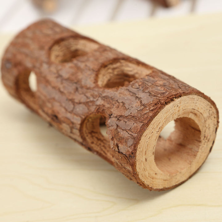 Solid Wood Pipe Toy for Hamsters, Rabbits, Birds, and Small Pets
