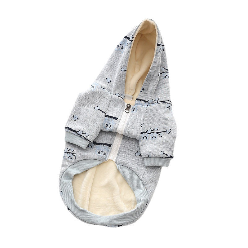 Dog Pattern Sweater Zipper Coat