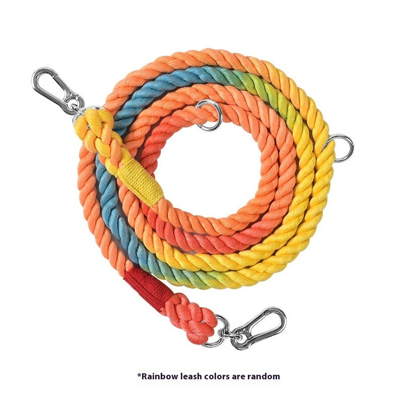 Woven Rainbow Running Dog Leash Multi-functional